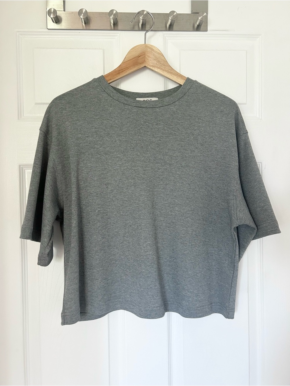 COS - OVERSIZED BOXY COTTON T-SHIRT - grey melange - size XS